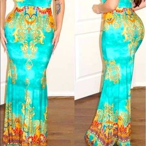 Lola Maxi  deep V mermaid dress